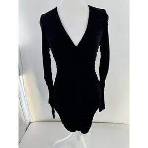 Pinko Dress Sz XS Rouched Party Grunge Holes Black Sexy Cocktail Whimsigoth Emo
